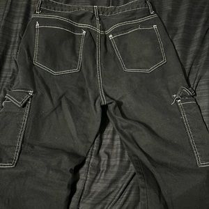 Black cargos straight fit